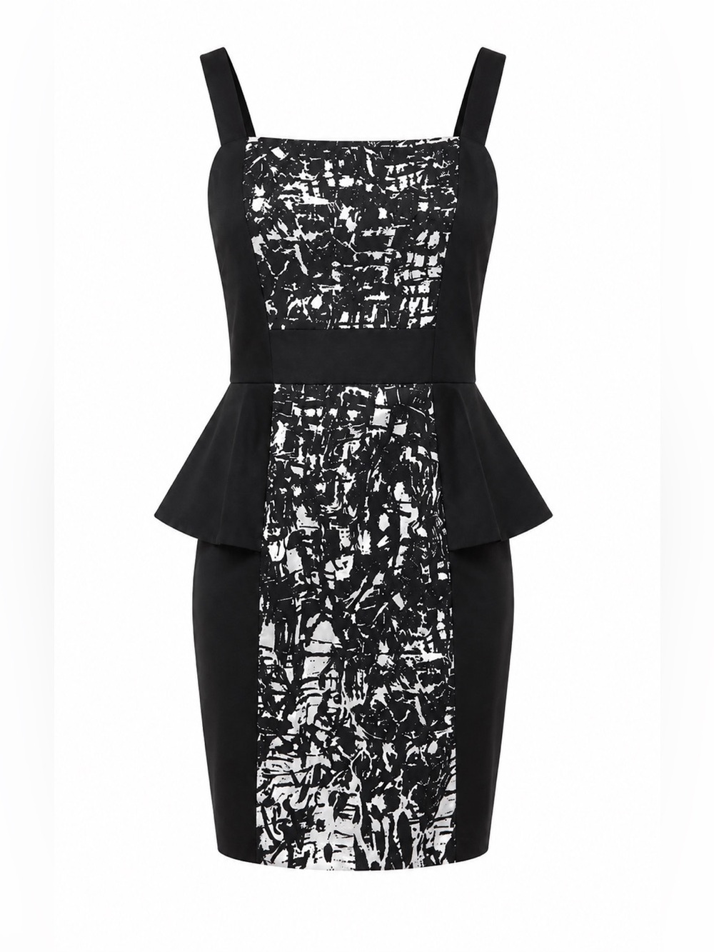 Saks 5th Avenue NWT black/white peplum dress, size 4